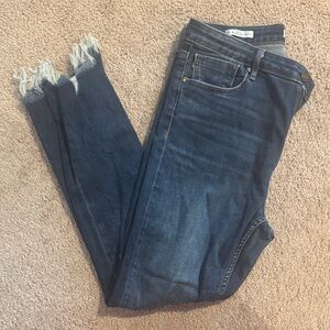 Vigoss Dark Blue Frayed Hem Skinny Jeans